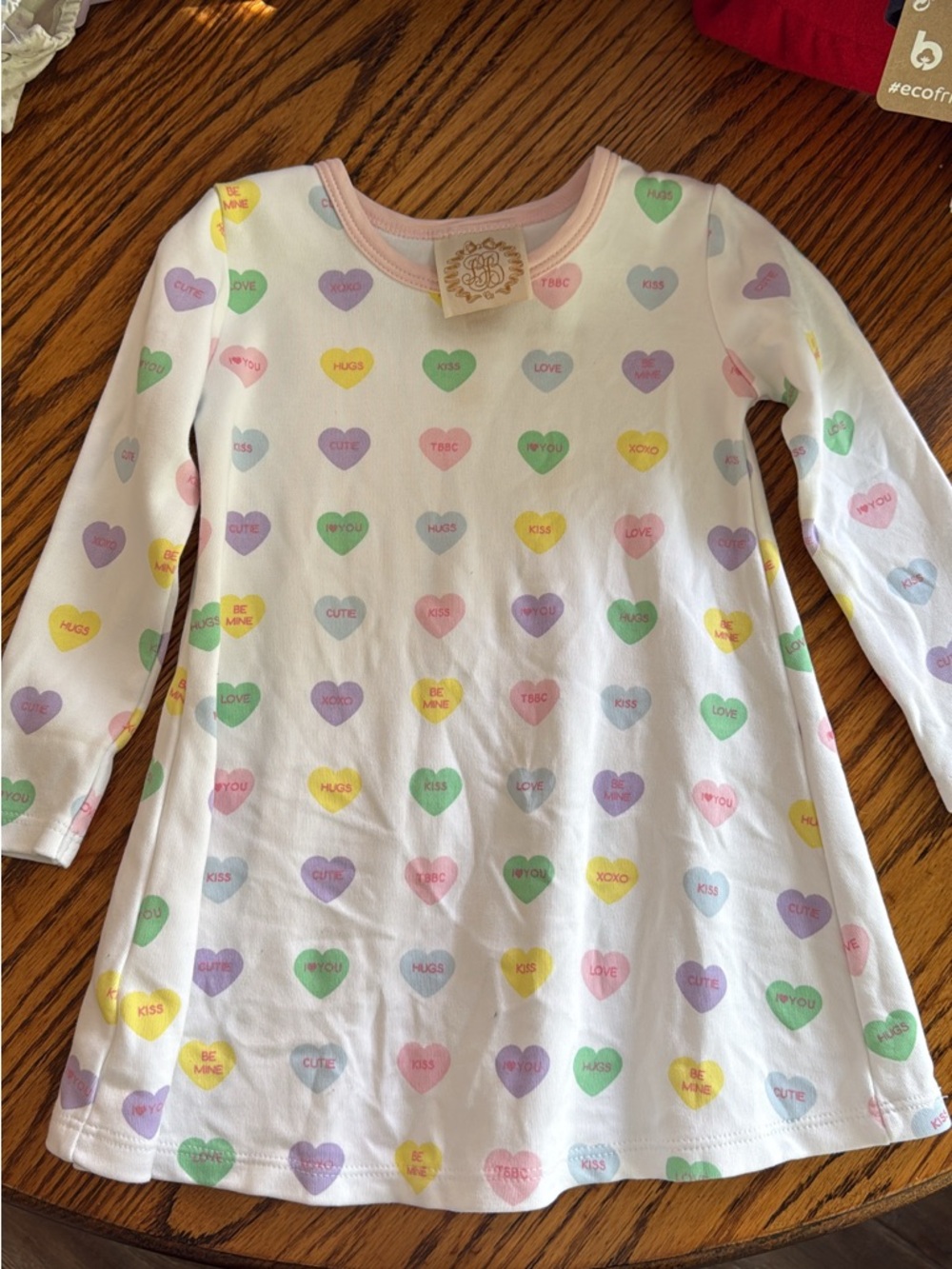 The Beaufort Bonnet Company White Dress with Pastel Heart Prints